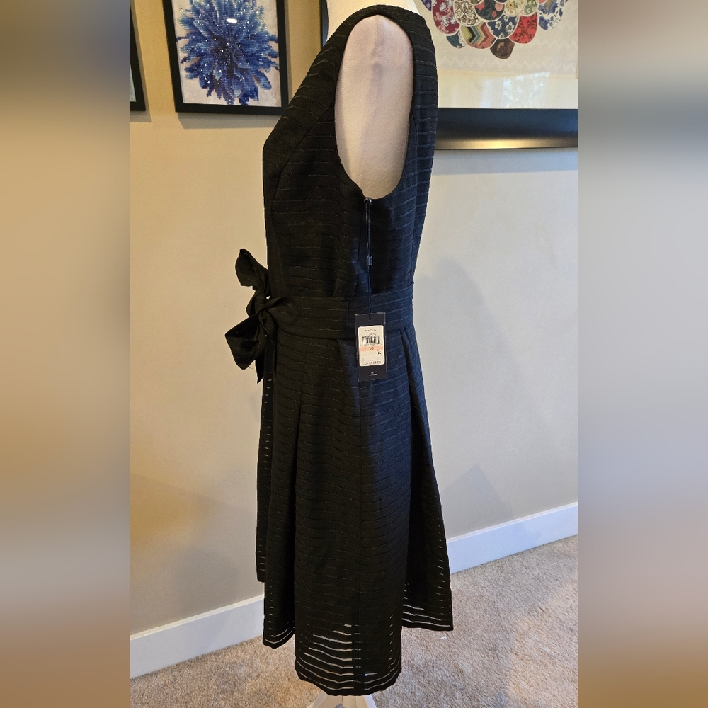 Tommy Black Scoop Neck Sleeveless Fit And Flare Cocktail Dress Tie Waist - Picture 4 of 9
